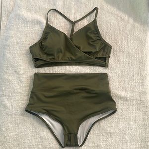 Pink high-waisted bikini